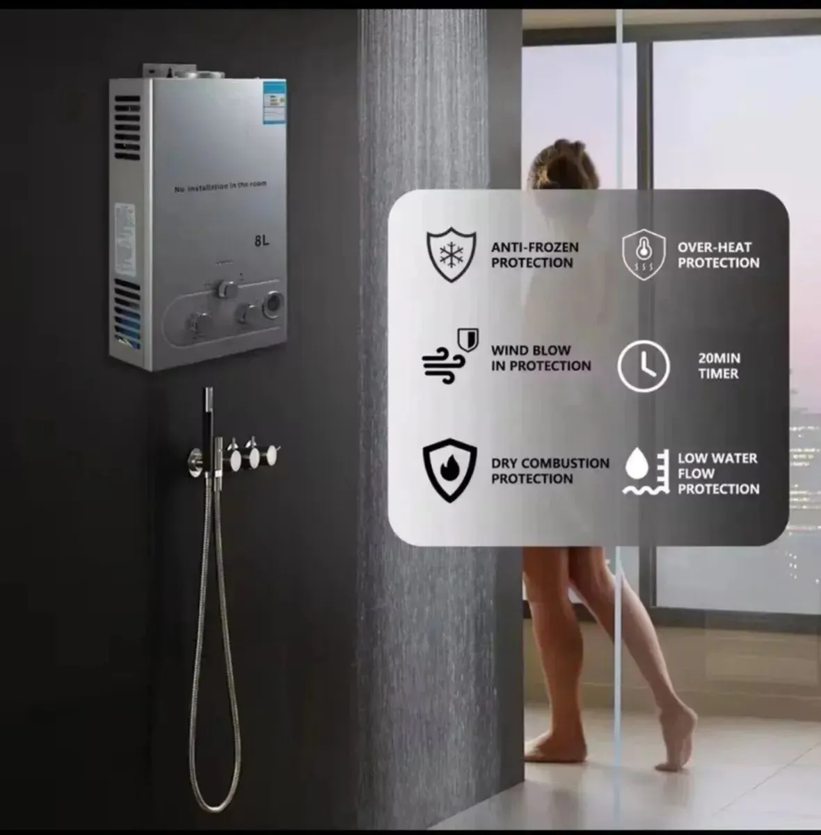 8L Gas Tankless Water Heater LPG Instant - Image 3