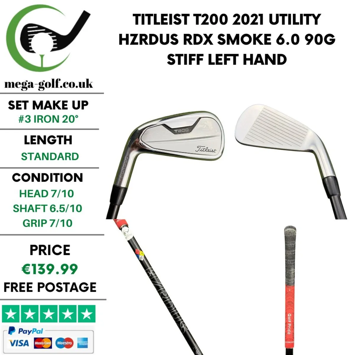 Titleist T200 2021 Utility #3 Iron 20° / Stiff - Image 1