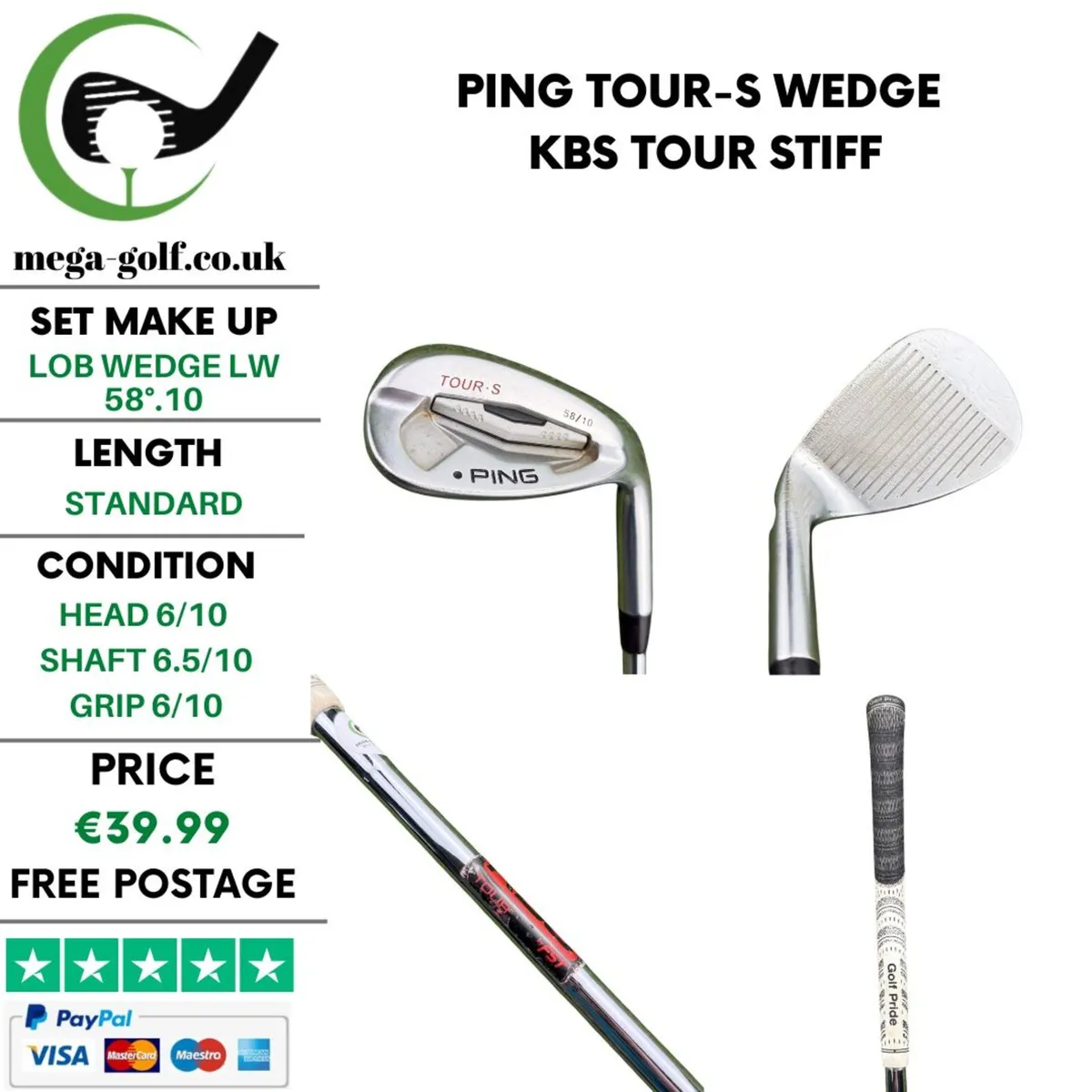 Ping Tour-S Wedge Lw 58°.10 / Kbs Tour Stiff - Image 1