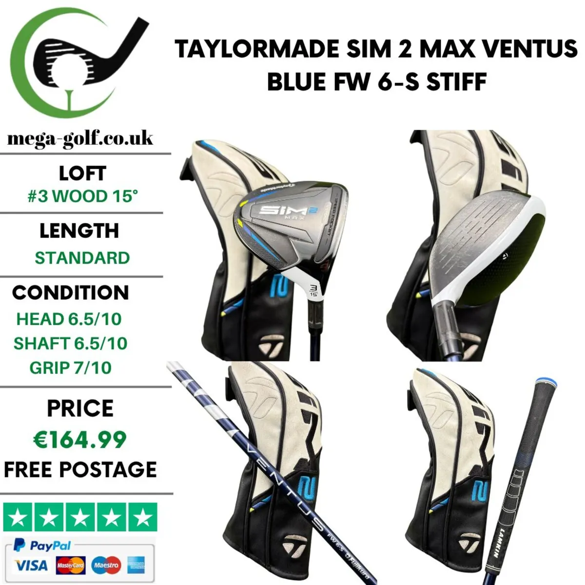 Taylormade Sim 2 Max #3 Wood 15° / Stiff - Image 1