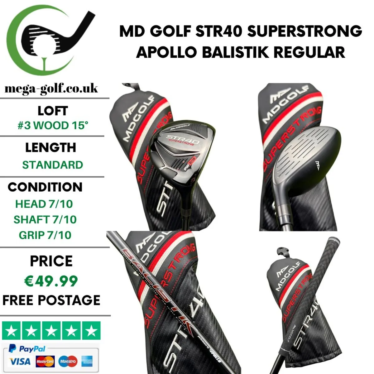 MD Golf STR40 Superstrong #3 Wood 15° / Regular - Image 1