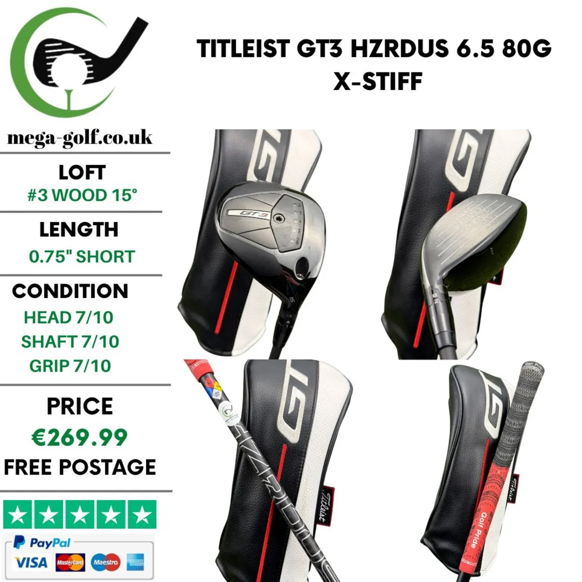 Titleist GT3 #3 Wood 15° / Hzrdus 6.5 80G X-Stiff - Image 1