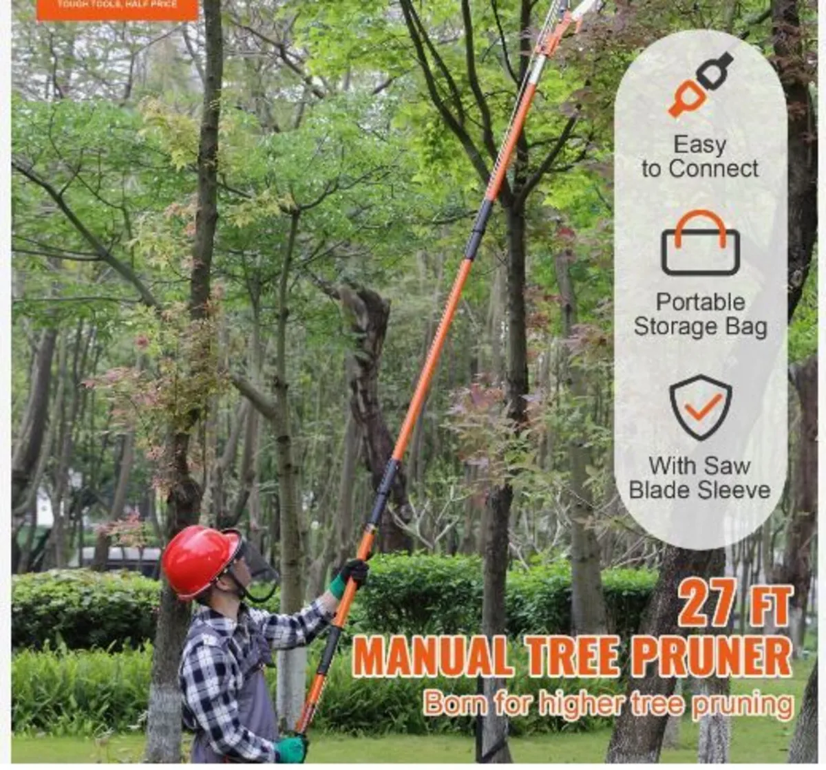 Manual Pole Saw, 2.2-8.2 m Extendable Tree - Image 1