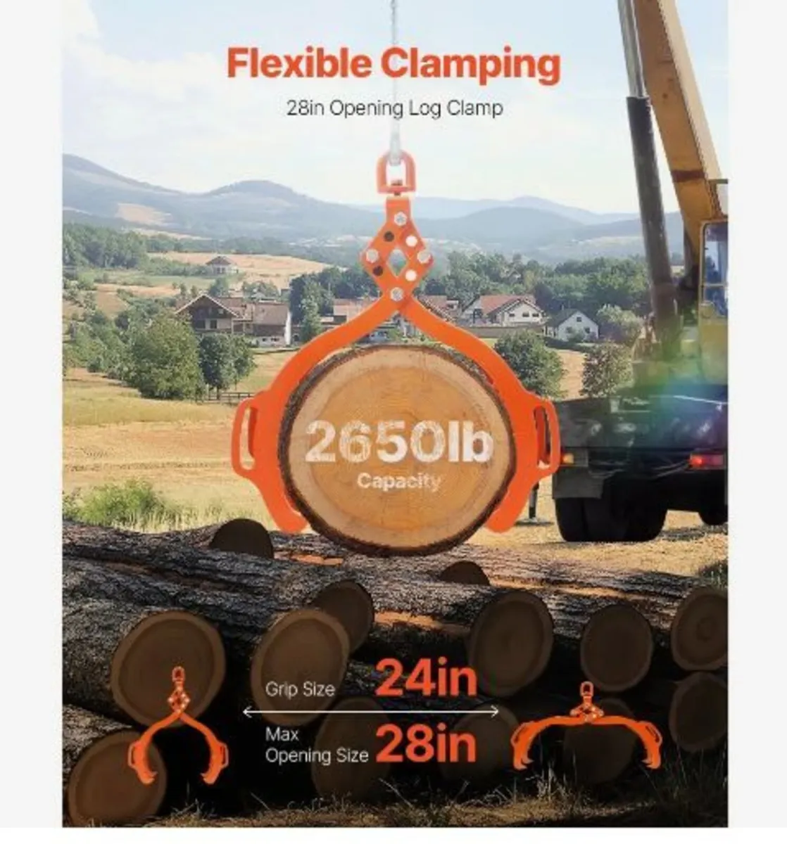 28in Log Lifting Tongs, 4-Claw Log Tongs - Image 2