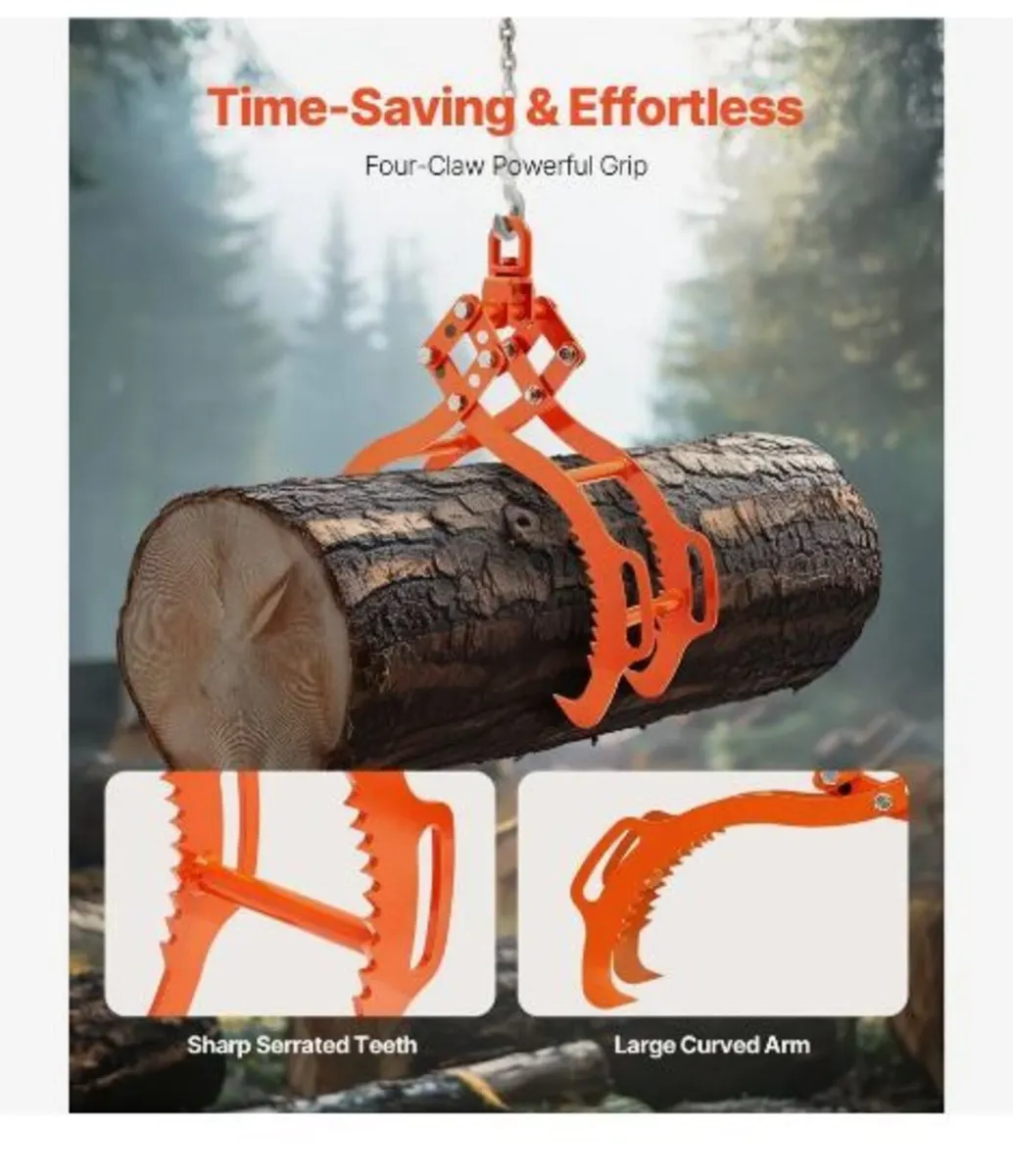 28in Log Lifting Tongs, 4-Claw Log Tongs - Image 3