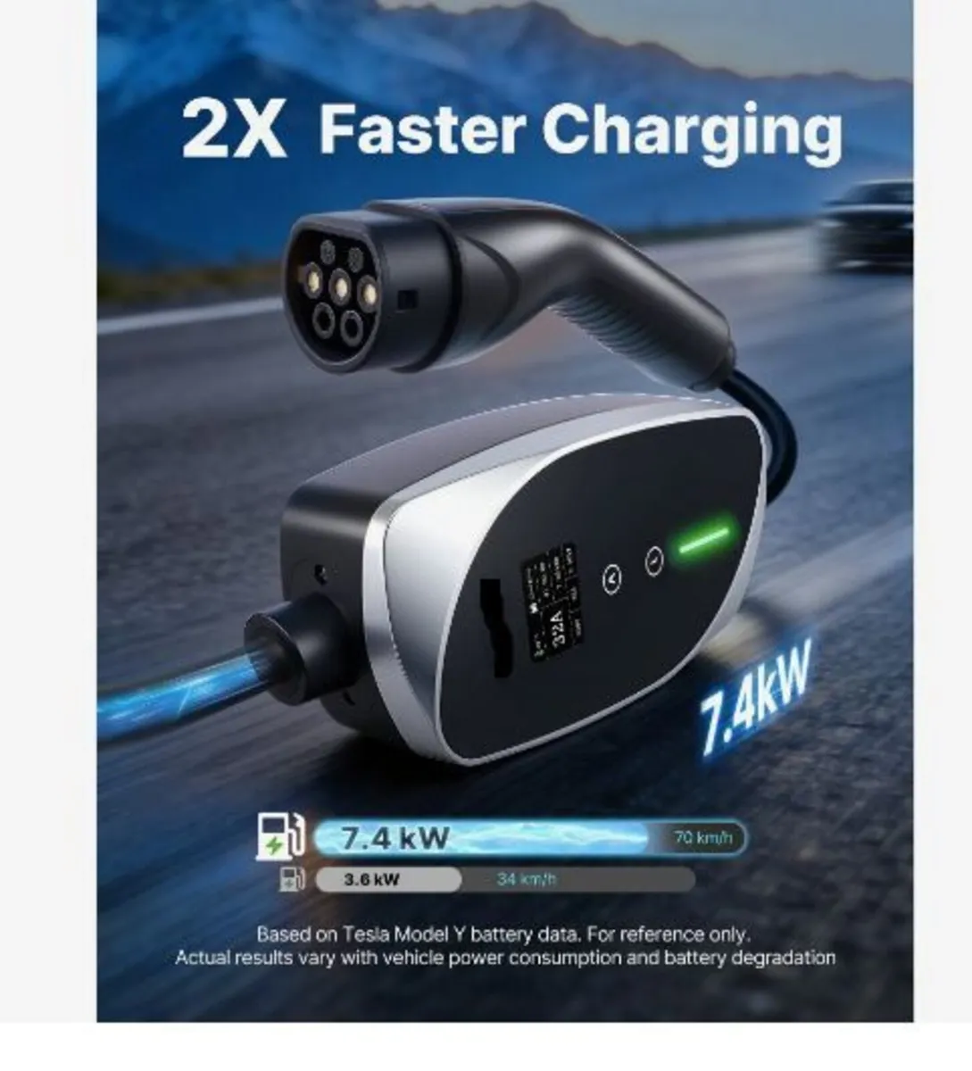 Mobile Wallbox, 7.4 kW 32A, Type 2 Portable EV Cha - Image 3