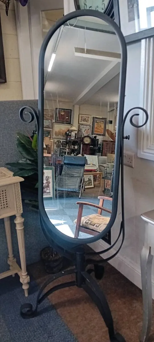 Large Decorative Metal Frame Cheval Mirror - Image 1