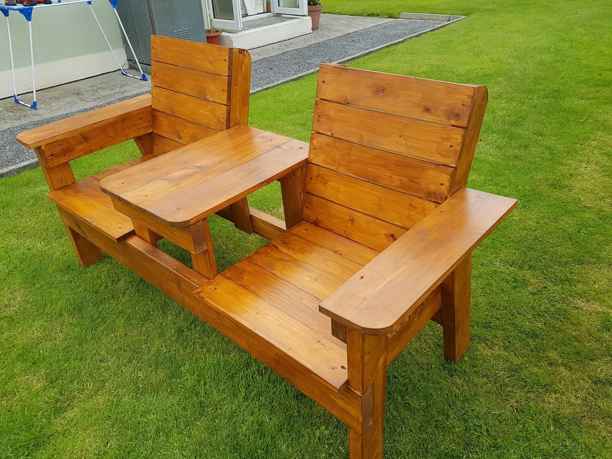 Double Seat Bench with Table - Image 2
