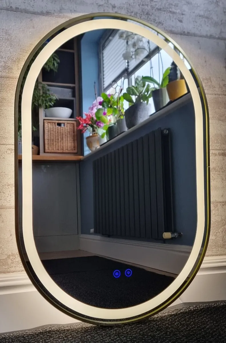 LED Bathroom Mirror Gold Demister Antifog Touch - Image 1
