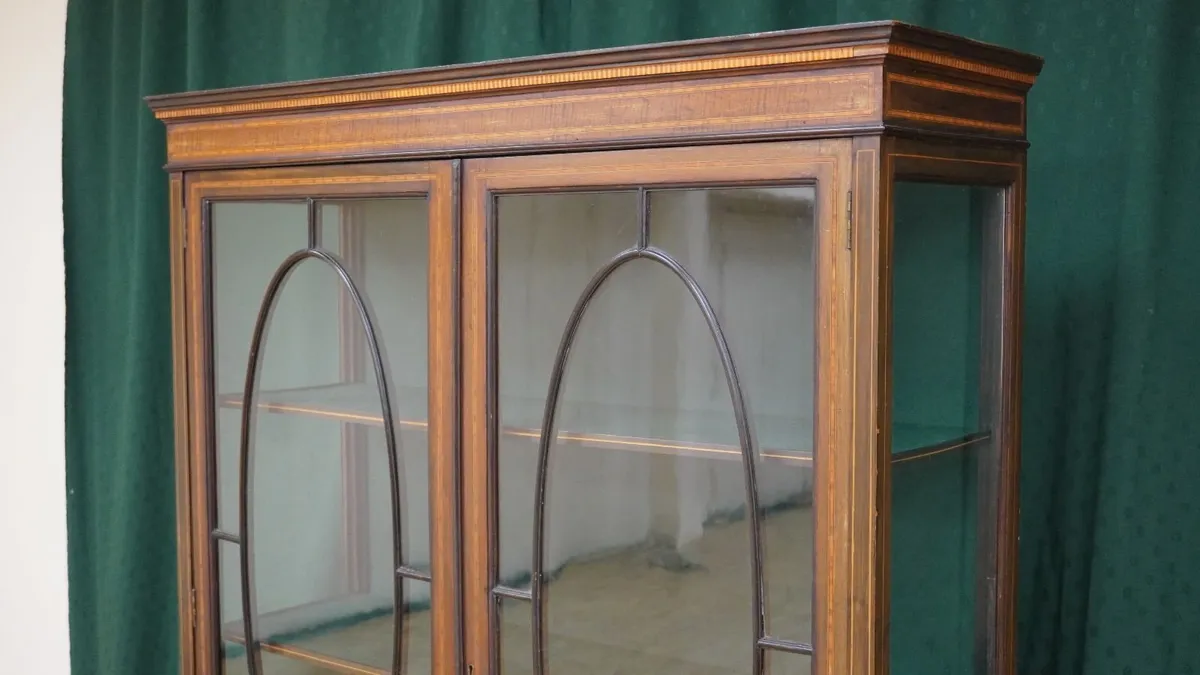 Early 20th-Century Inlaid Glazed Display Cabinet - Image 2