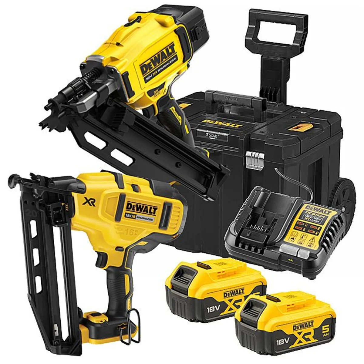 DeWalt 18v Nail Gun Twin Kit 2 x 5Ah & TStak