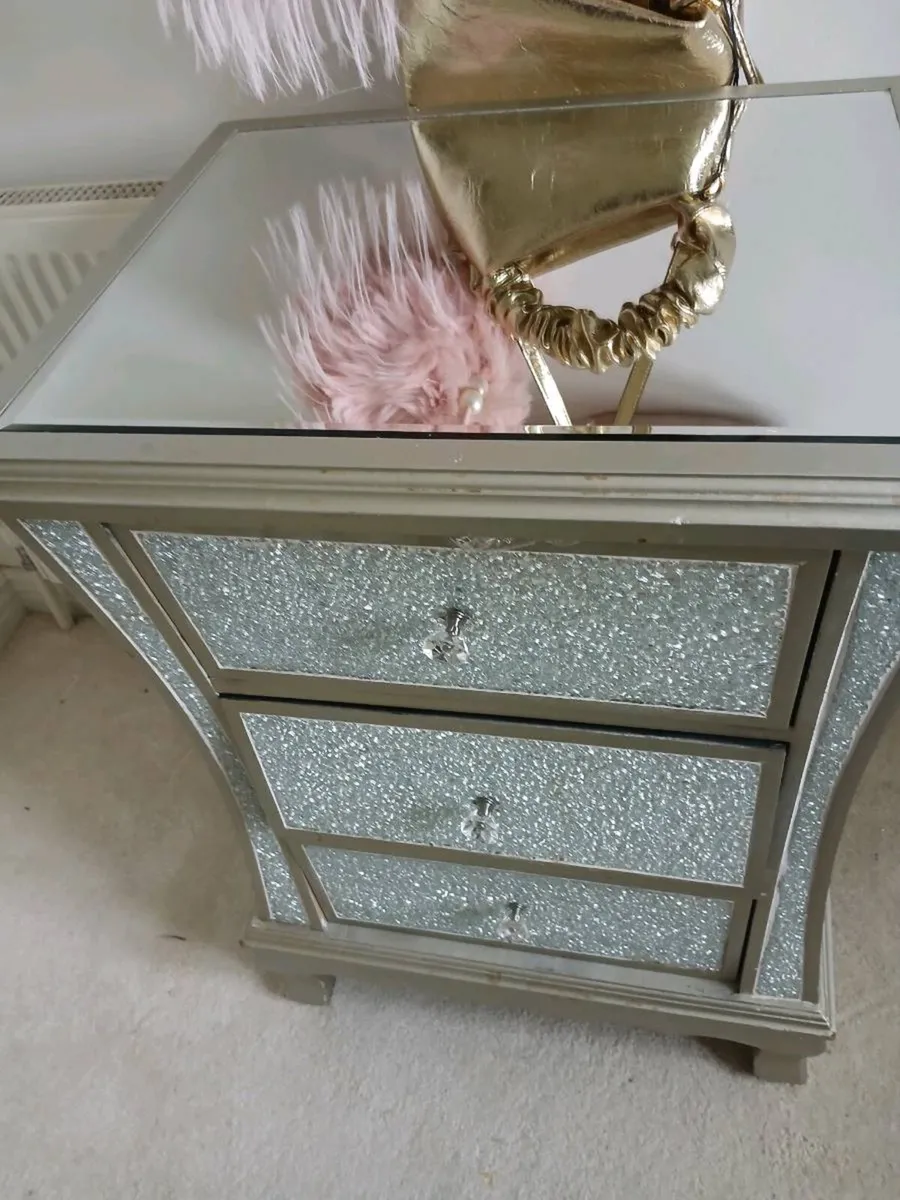 Bedside lockers.  Mirror top . Plenty of room insi - Image 3