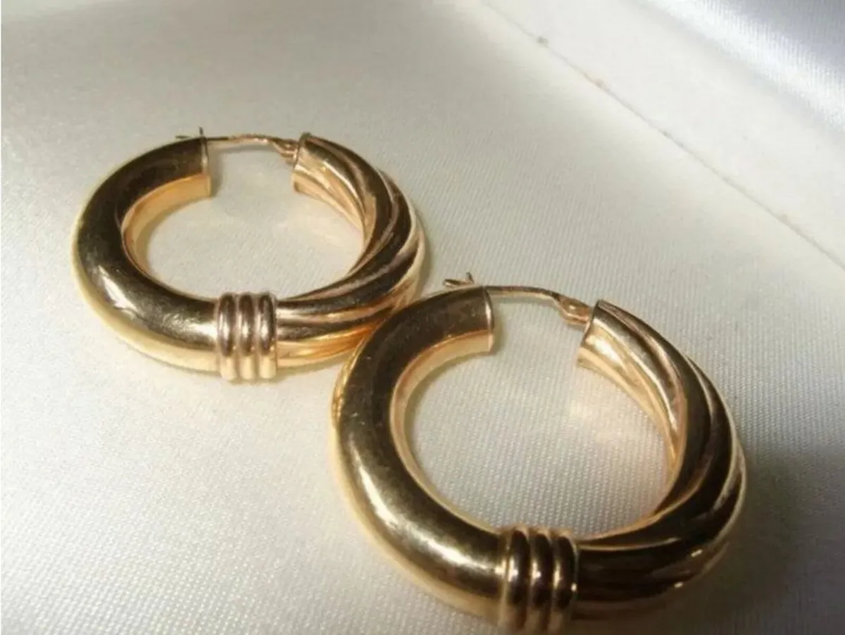 Vintage Hallmarked 9ct Gold Hoops - Image 1