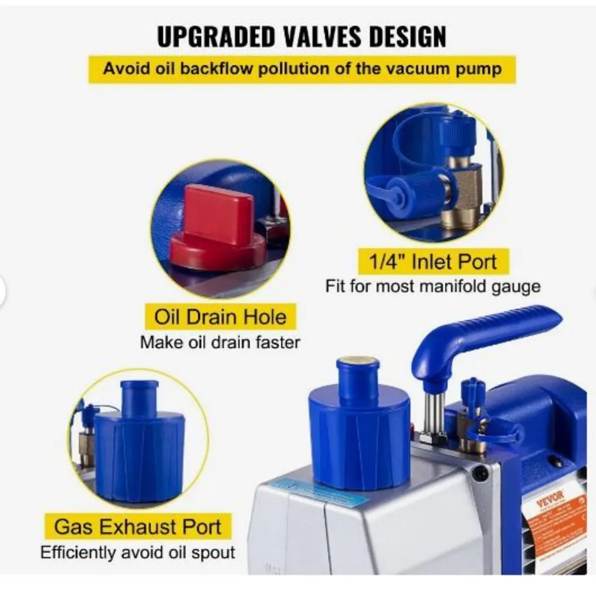 Single Stage Vacuum Pump Rotary Vane 7CFM - Image 4