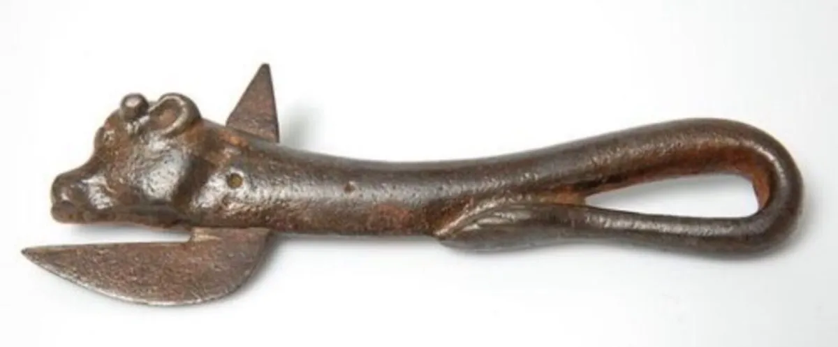 Antique cast iron bull head can opener
