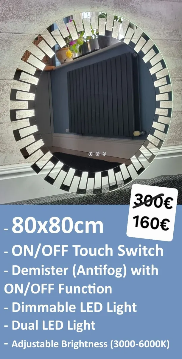 LED Bathroom Mirror 80cm Defogger Makeup Cosmetic - Image 1