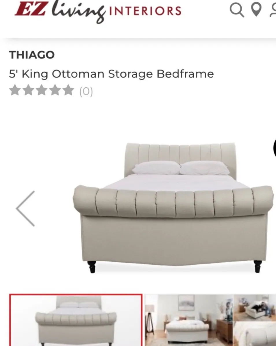 New Fully Packaged King Size Storage Bed Ottoman - Image 1