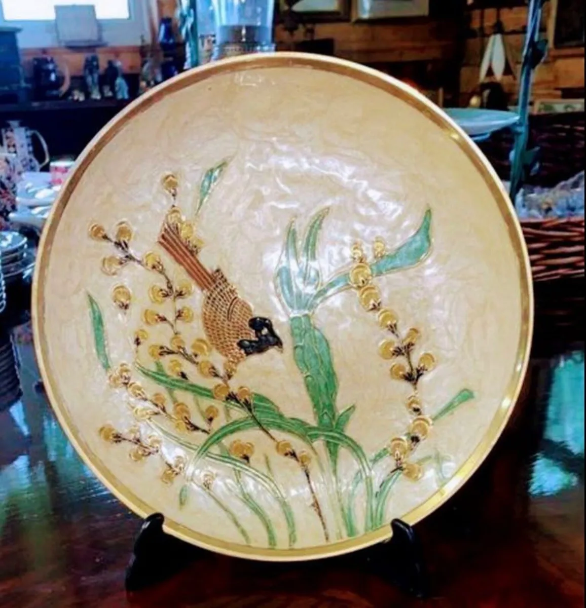 Vintage Japanese enamel plate - Image 1