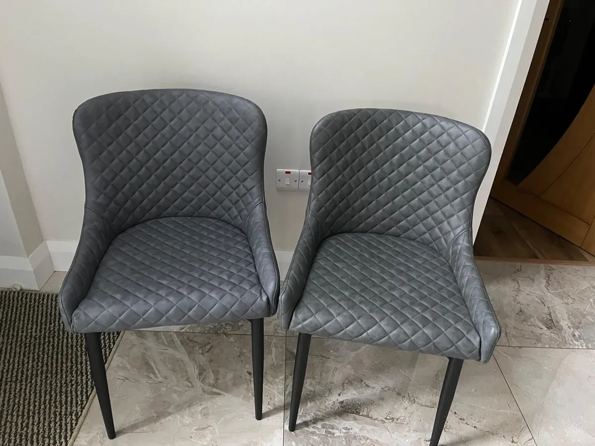 Grey Faux-Leather Dining Chair - Image 1