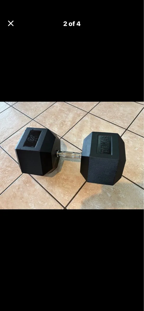 60KG RUBBER HEX DUMBBELL, STRONGMAN!!! CHEAP! - Image 2