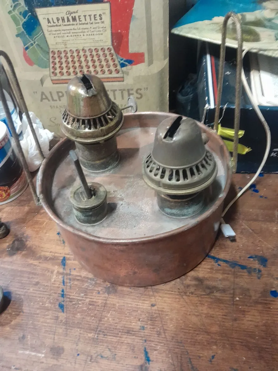 Vintage copper and brass heater - Image 1