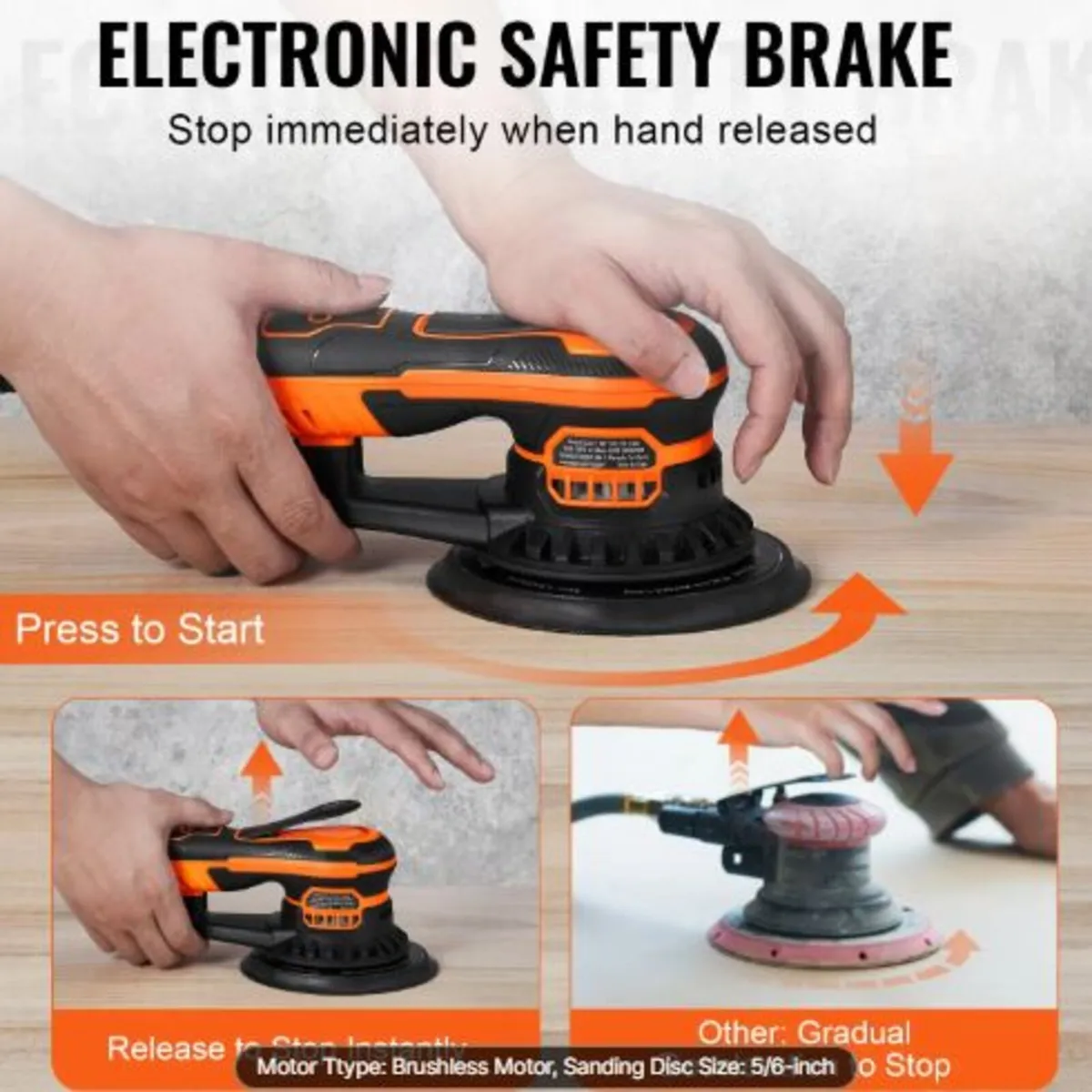 Random Orbital Sander 5 & 6-Inch, 350W Brushless - Image 3
