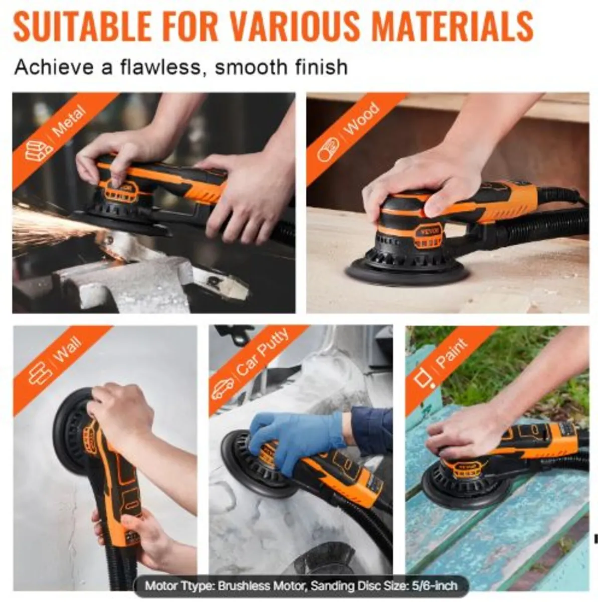 Random Orbital Sander 5 & 6-Inch, 350W Brushless - Image 4