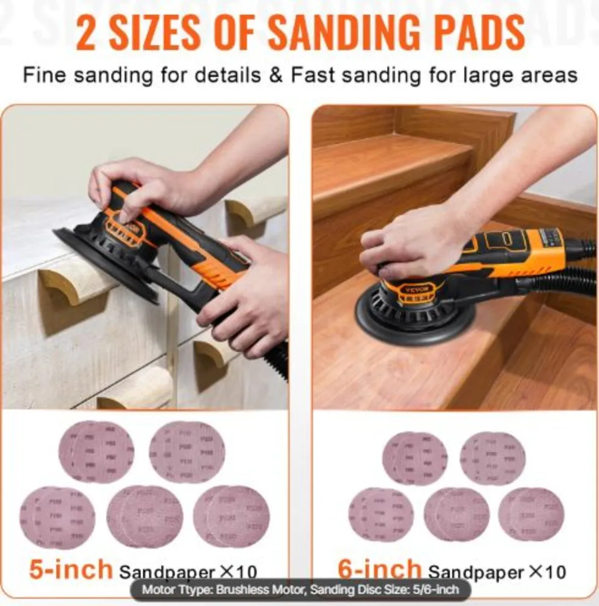 Random Orbital Sander 5 & 6-Inch, 350W Brushless - Image 2