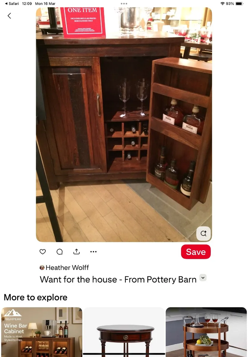 Solid wood drinks cabinet for sale - Image 4