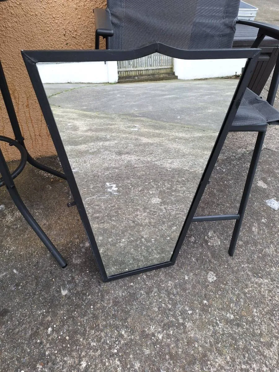 Black heavy metal framed mirror - Image 1