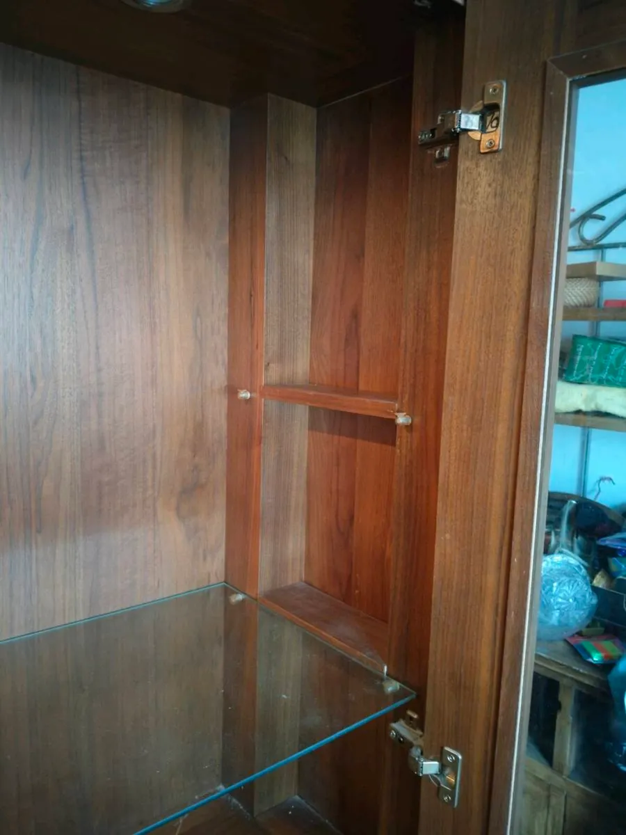 Teak solid timber cabinet.  With 1 glass shelf
and - Image 2