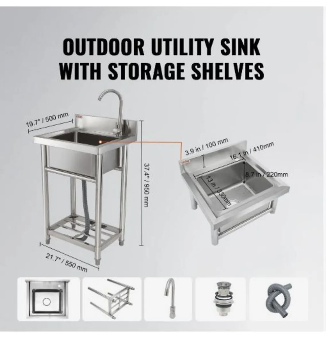 Stainless Steel Utility Sink - Image 3