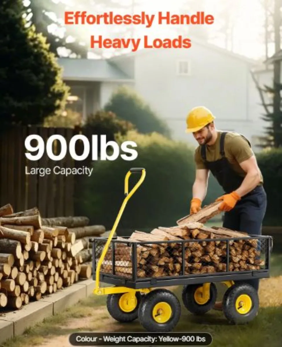 900 Lbs Heavy Duty Steel Garden Cart, Garden Wagon - Image 2