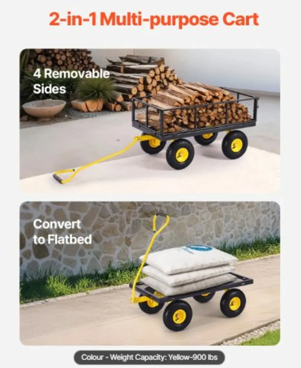 900 Lbs Heavy Duty Steel Garden Cart, Garden Wagon - Image 3