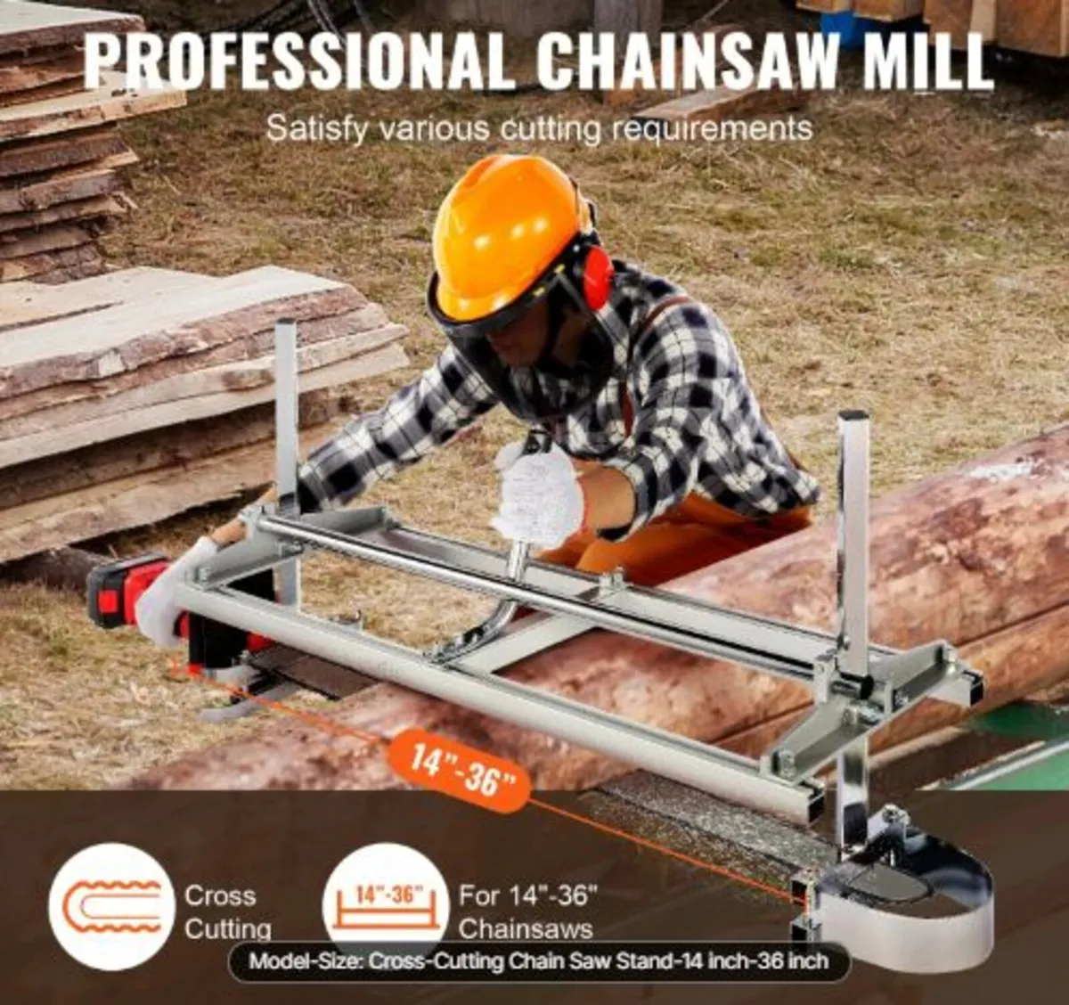 Portable Sawmill 35.6cm-91.4cm Guide Bar Galvanize - Image 2