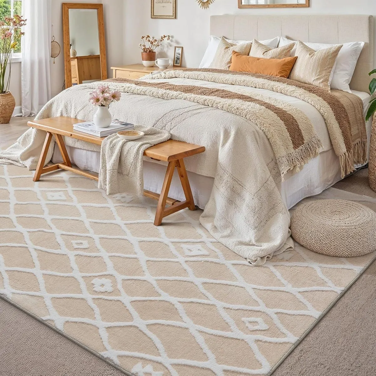 Rugs Living Room 200x300cm Beige White Fluffy - Image 4