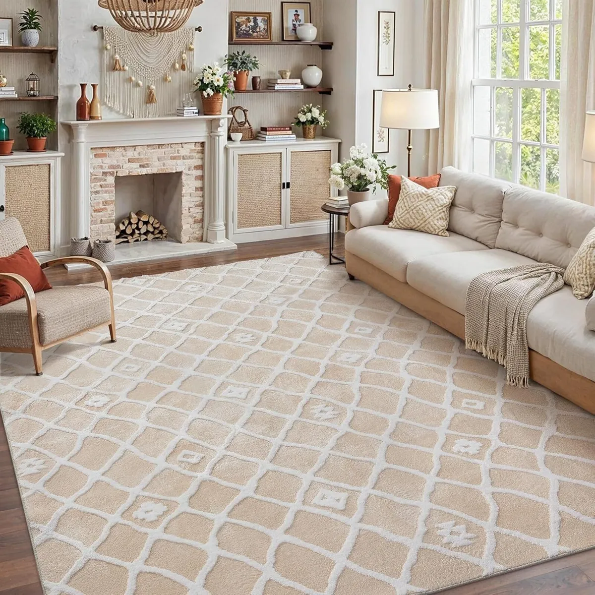 Rugs Living Room 200x300cm Beige White Fluffy - Image 3