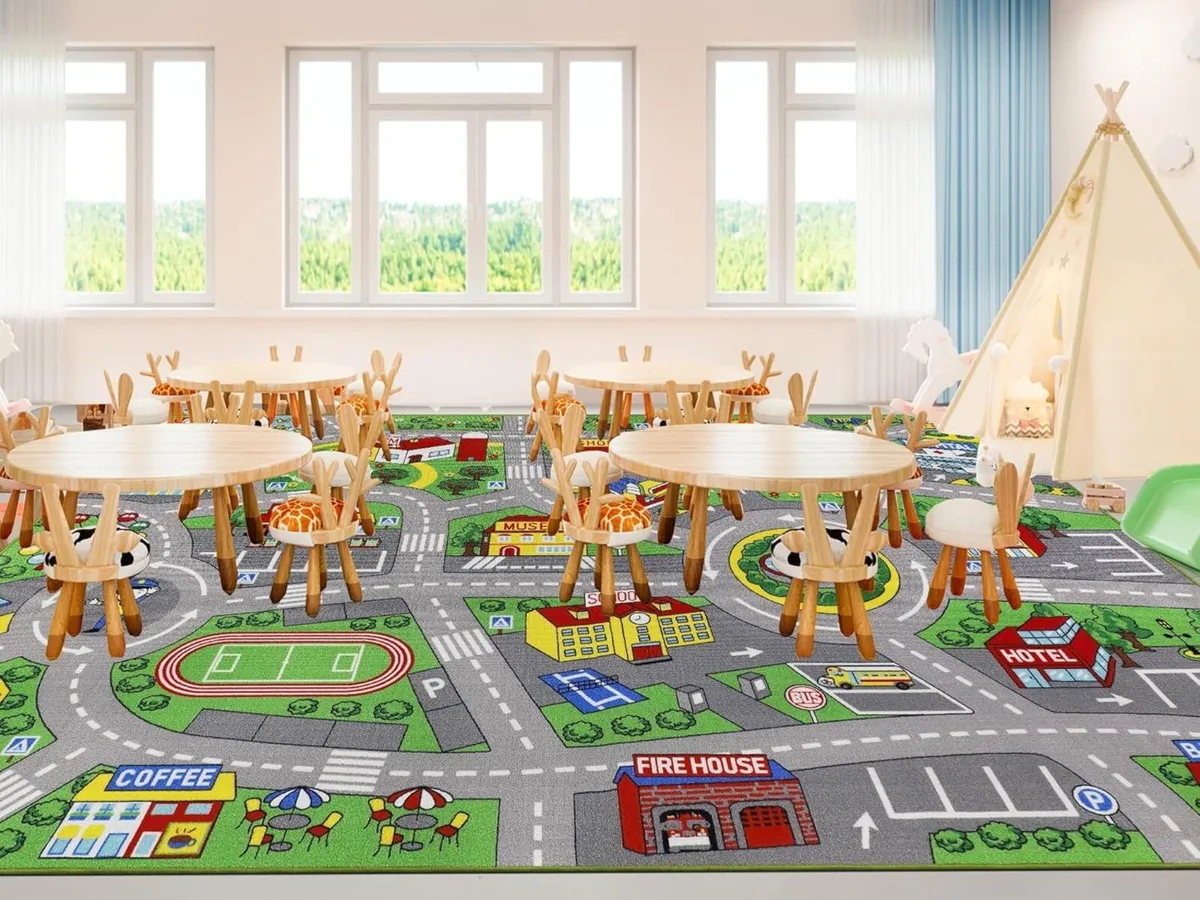 Car Play Mat 200x300cm Non-Slip Kids Rug City - Image 1