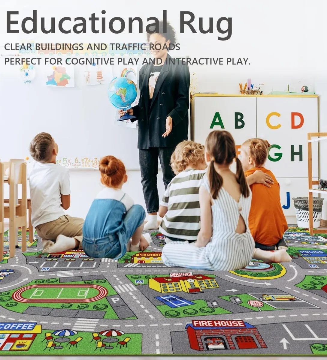 Car Play Mat 200x300cm Non-Slip Kids Rug City - Image 4