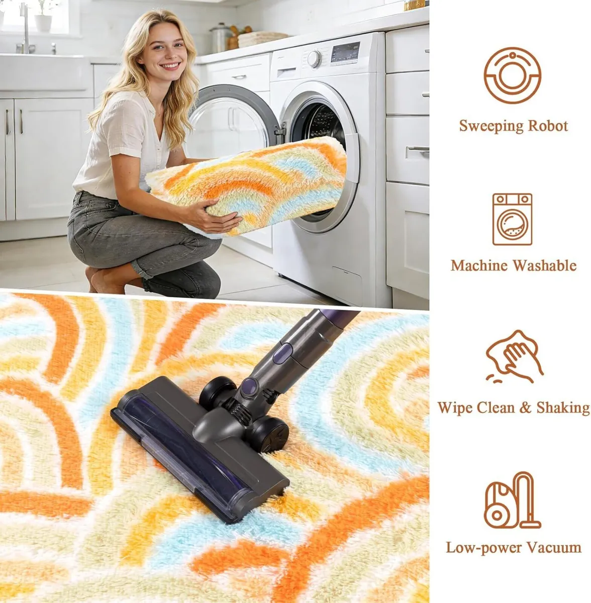 Large Rugs Living Room Rainbow Design Fluffy Cute - Image 3