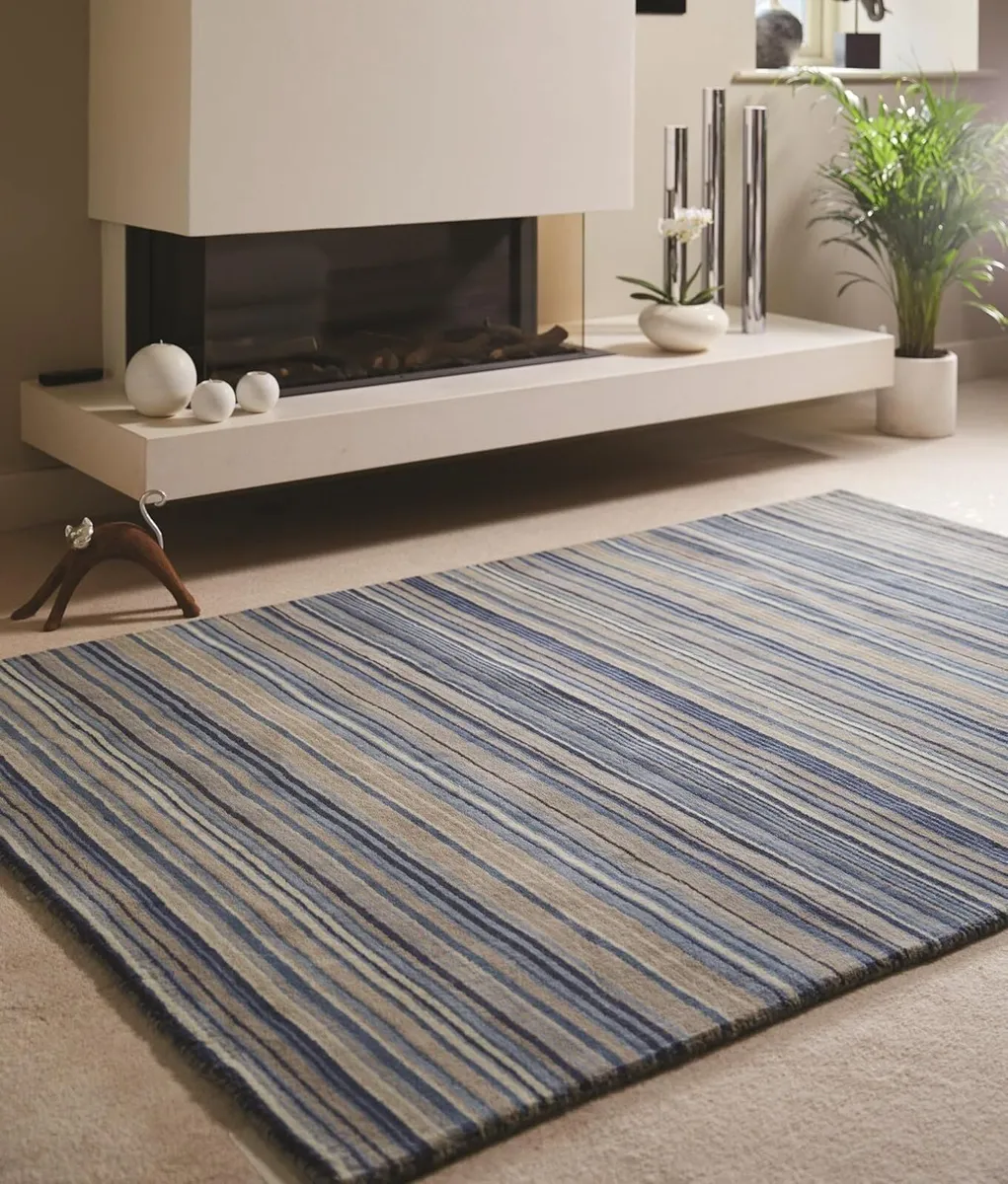 Stripes Wool Rug for Modern Contemporary Homes - Image 1