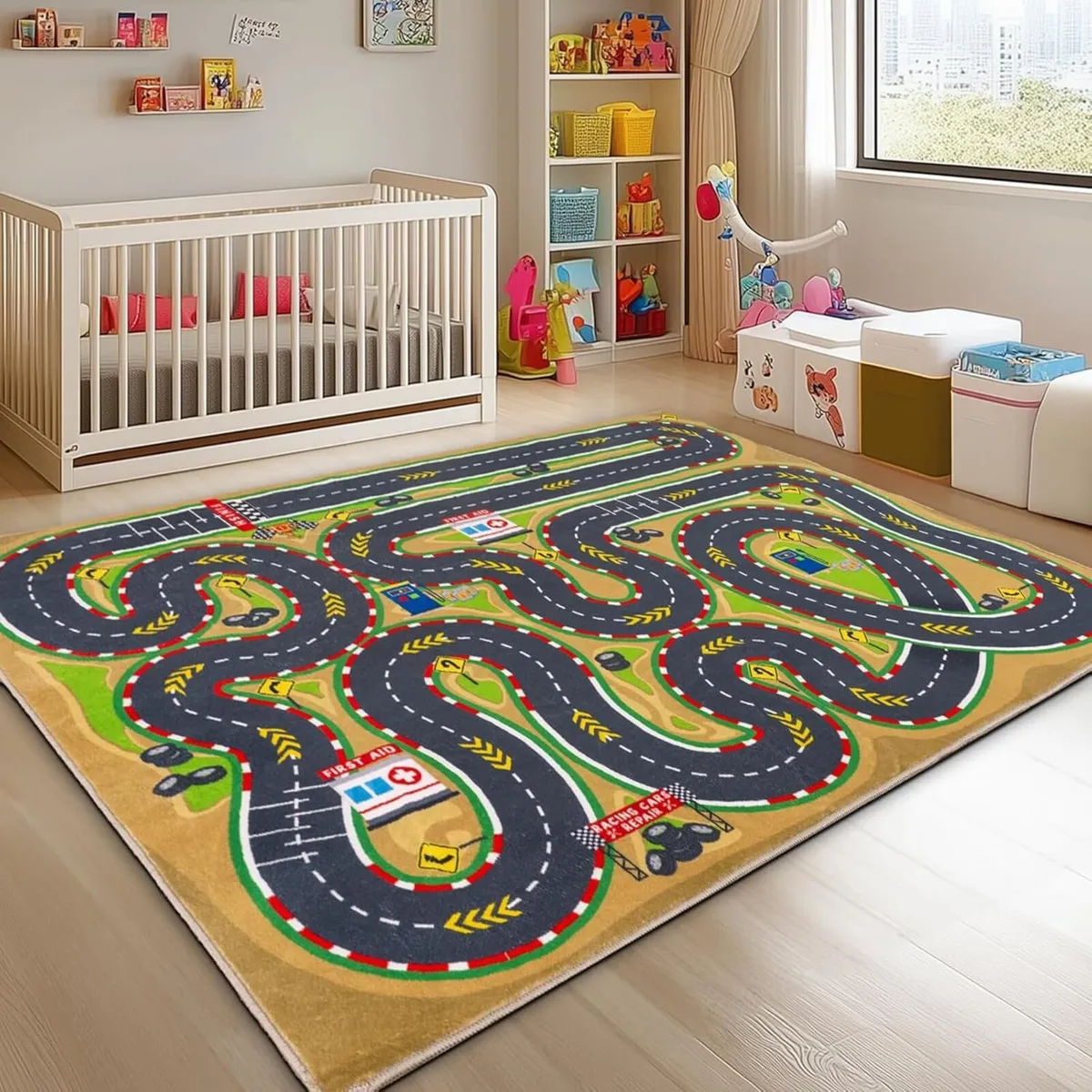 Car Racing Track Rug Soft Non-Slip Machine - Image 1
