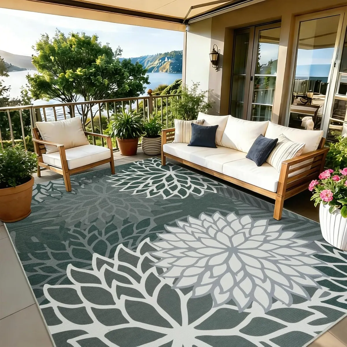 Outdoor Rug 160x230cm Jute Rugs Living Room - Image 1
