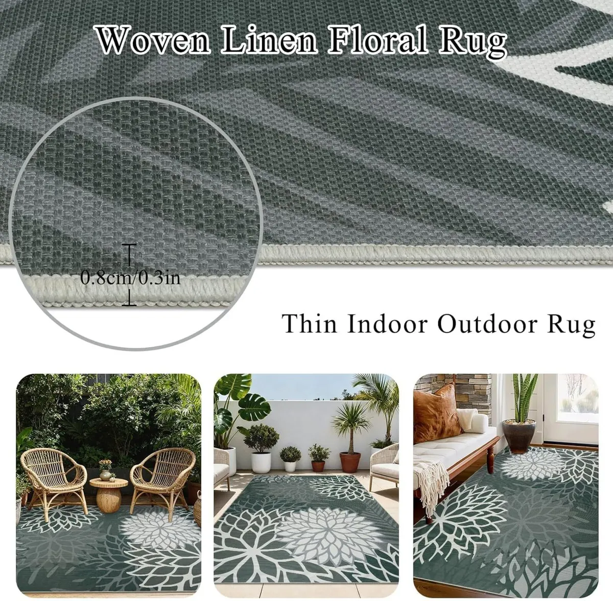 Outdoor Rug 160x230cm Jute Rugs Living Room - Image 4