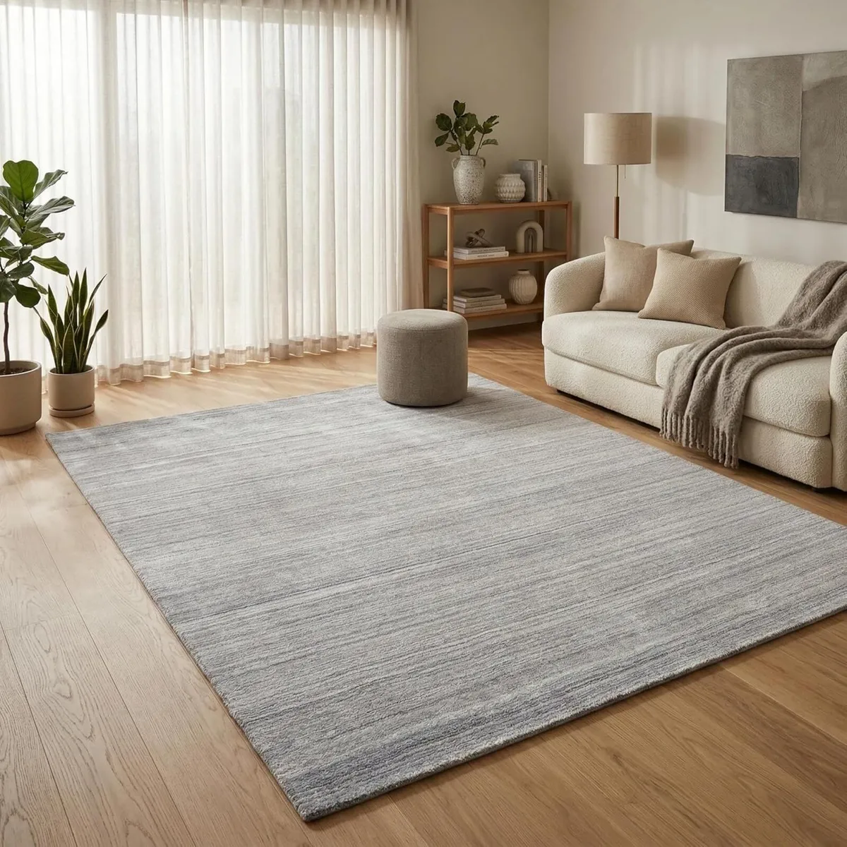 80 x 150 cm Rug Living Room Grey Natural Wool - Image 2