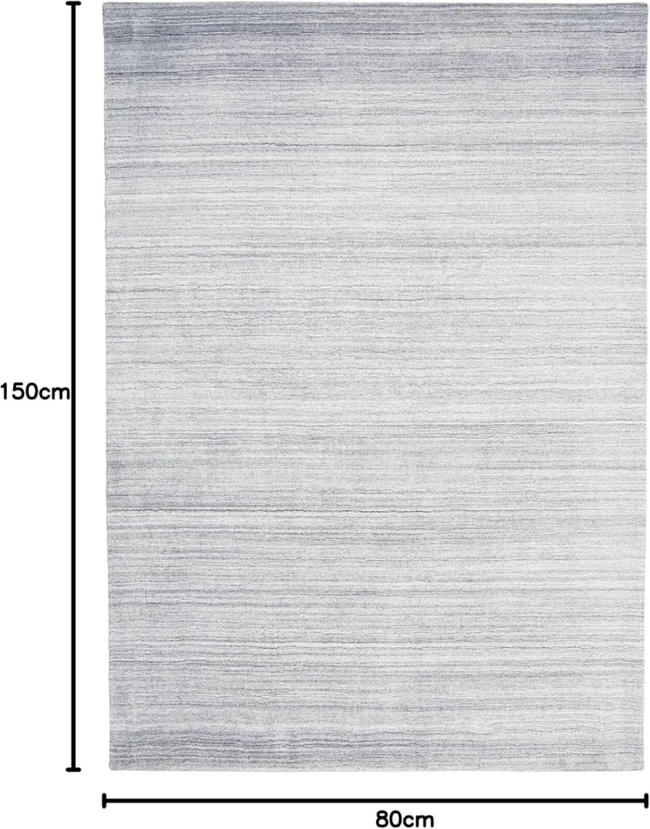 80 x 150 cm Rug Living Room Grey Natural Wool - Image 3