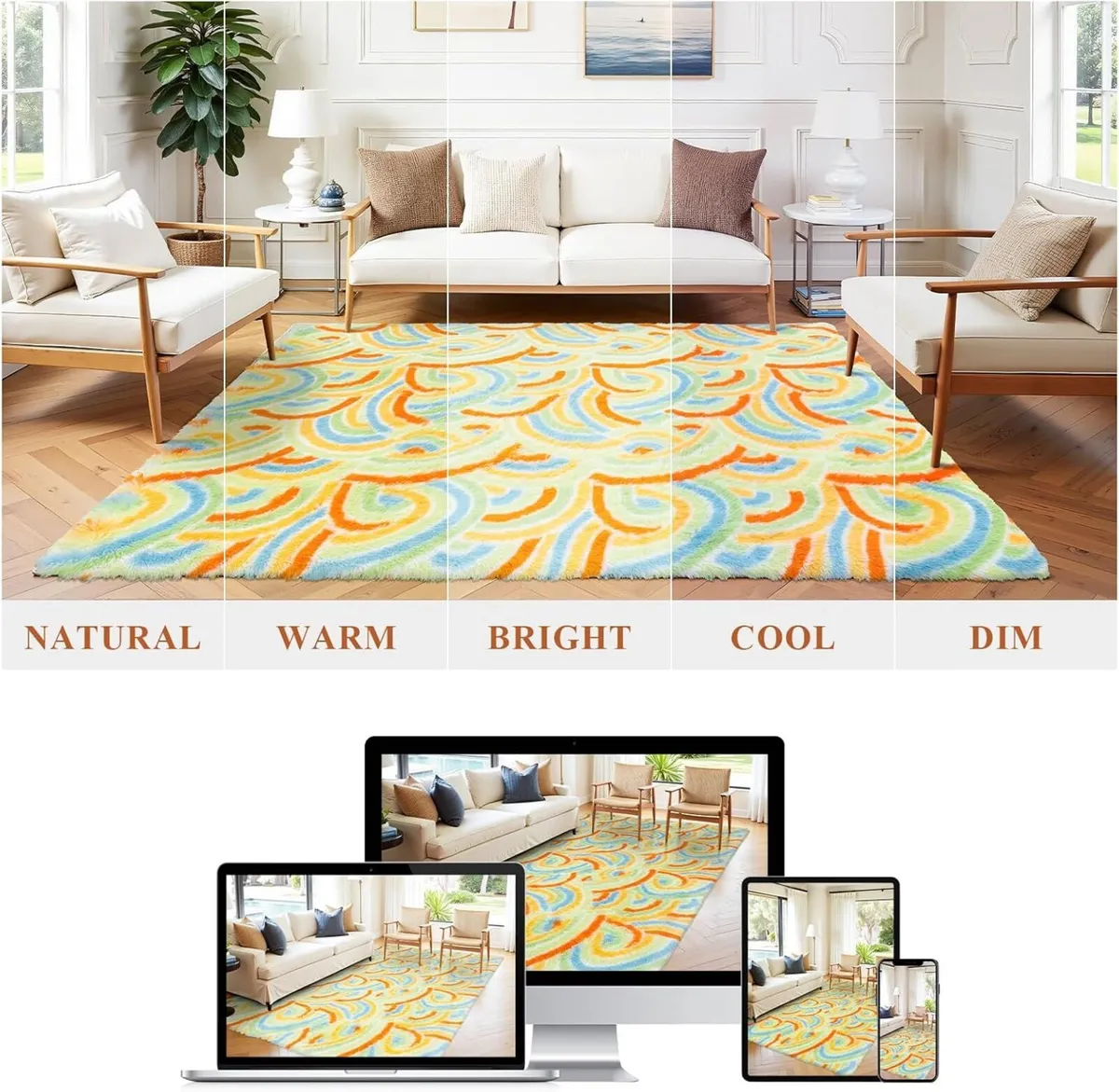 Rainbow Rug Fluffy Washable Rugs Living Room Anti - Image 4