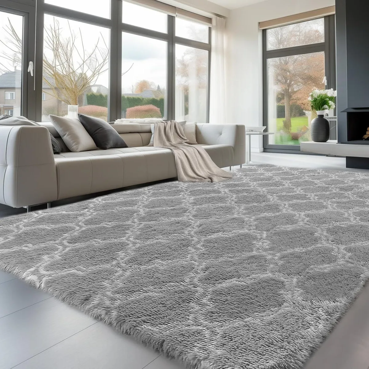 Rugs Living Room 200x300cm Grey Area for Bedroom - Image 1