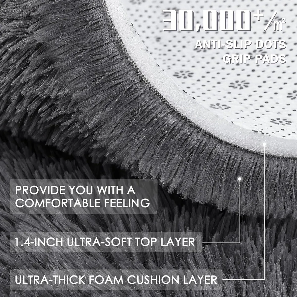 Fluffy Shaggy Rugs Living Room Large Anti Slip - Image 4