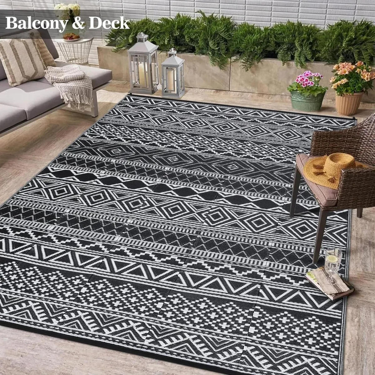 Outdoor Patio Rug Waterproof 270 x 360 cm - Image 2